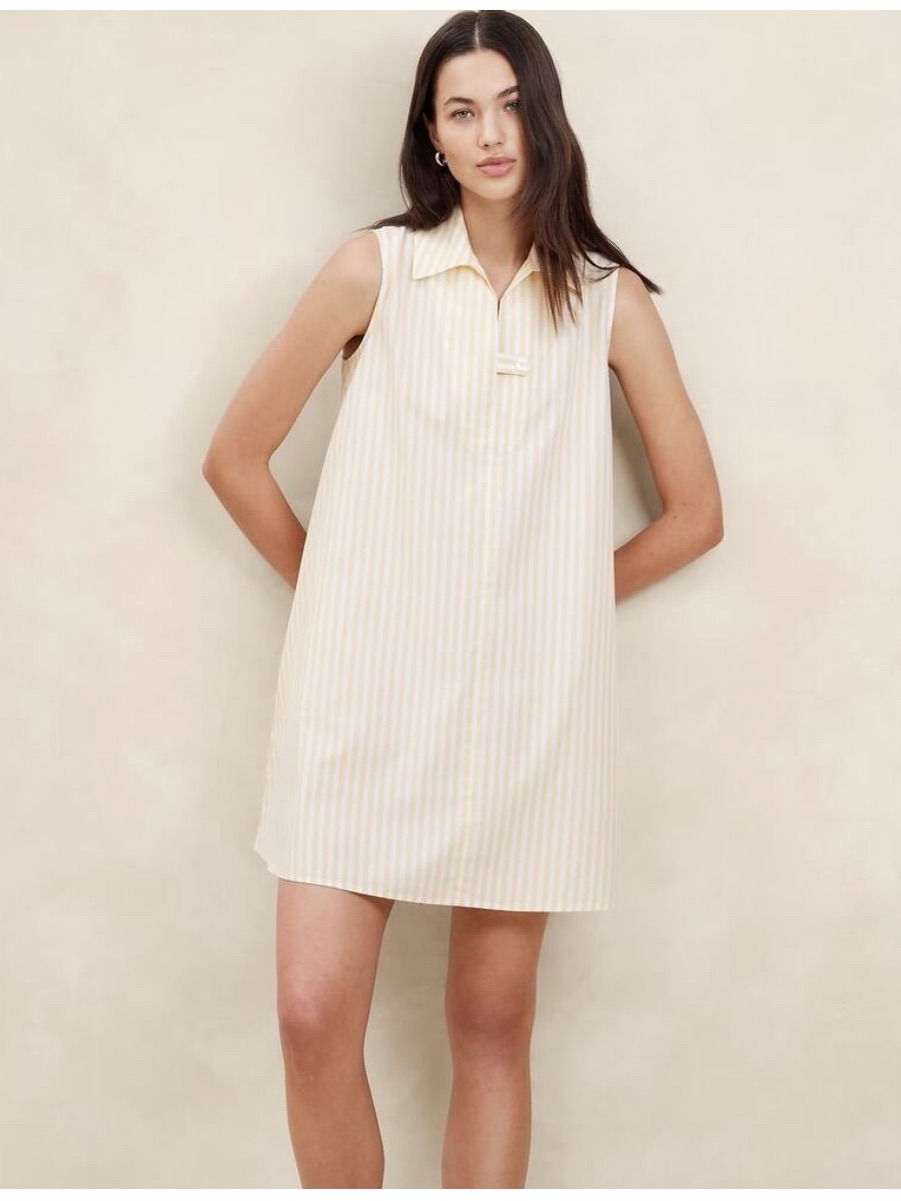 Banana Republic Factory Cream Striped Sleeveless Mini Dress